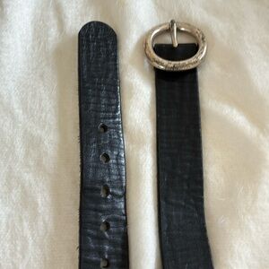 J Crew Black Leather Ring Buckle Belt Sz 361/2” L